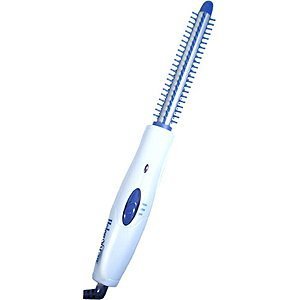 Helen of Troy brush iron front view showing ceramic barrel and bristles for smooth curls