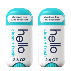 hello front packaging showing two-stick value pack and scent label for clarity