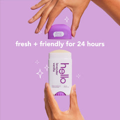 hello ingredient label highlighting aluminum and baking soda free benefits