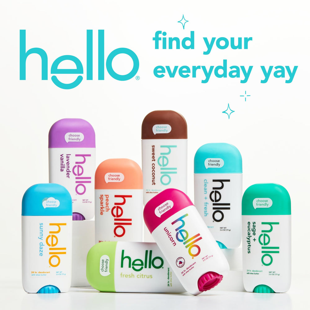 hello deodorant on bathroom vanity suggesting calming daily routine