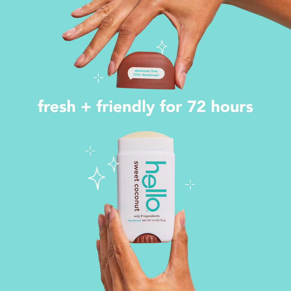 hello Sweet Coconut application demo on underarm showing quick even coverage