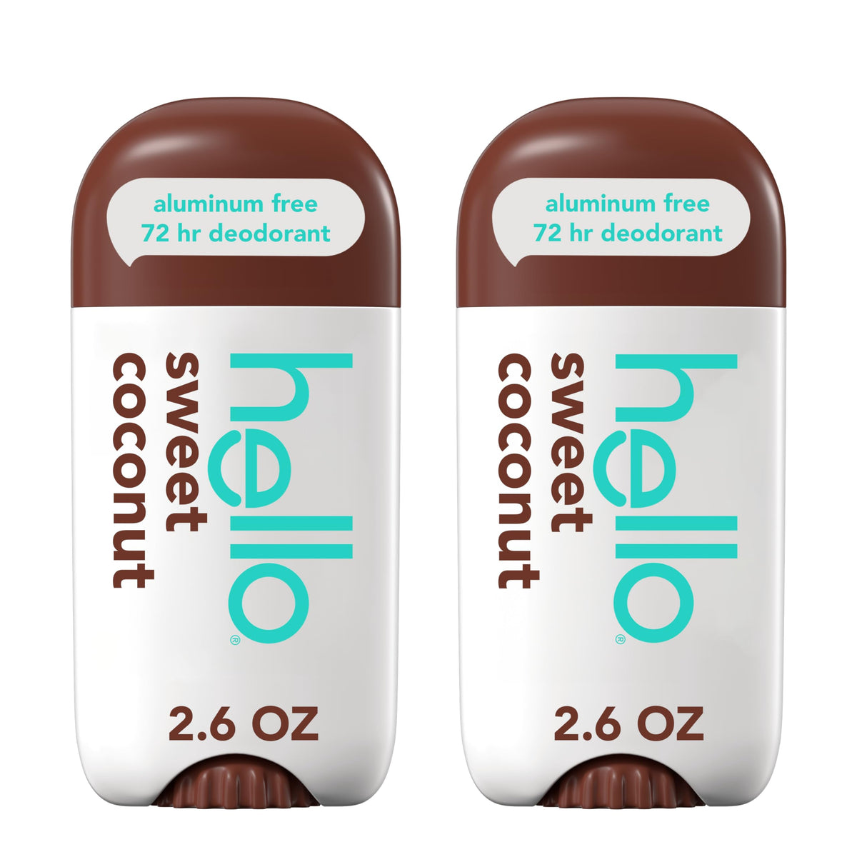 hello Sweet Coconut front packaging showing two sticks and tropical appeal