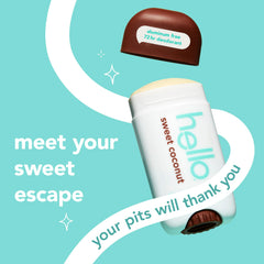 hello Sweet Coconut label close-up highlighting aluminum-free benefits