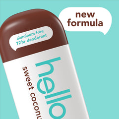 hello Sweet Coconut open stick close-up texture demonstrating smooth glide