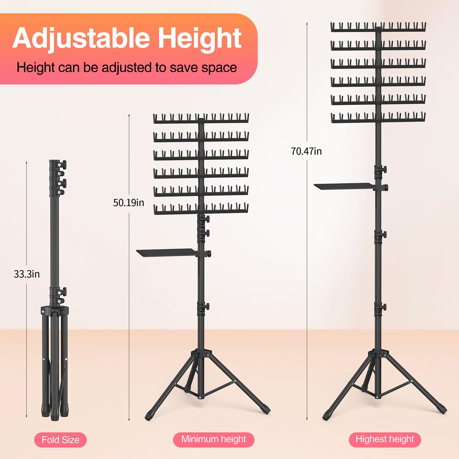 Hemndic foldable tripod base folded for compact storage and stable support