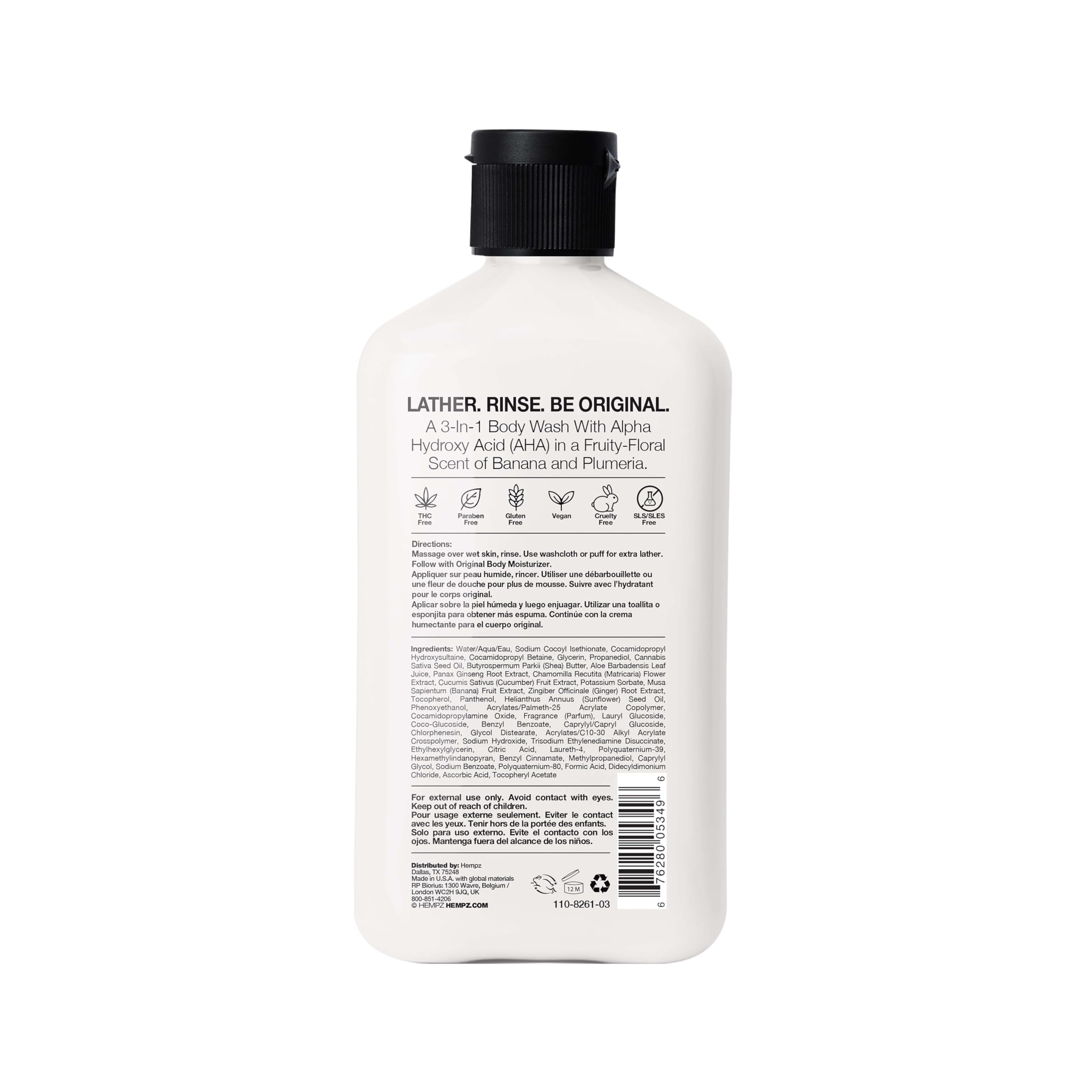 Hempz creamy lather close-up demonstrating rich moisturizing foam