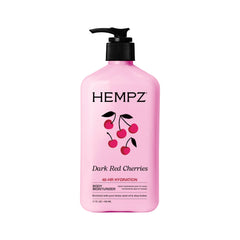 Hempz bottle front view showing label and cherry scent for clear product identification