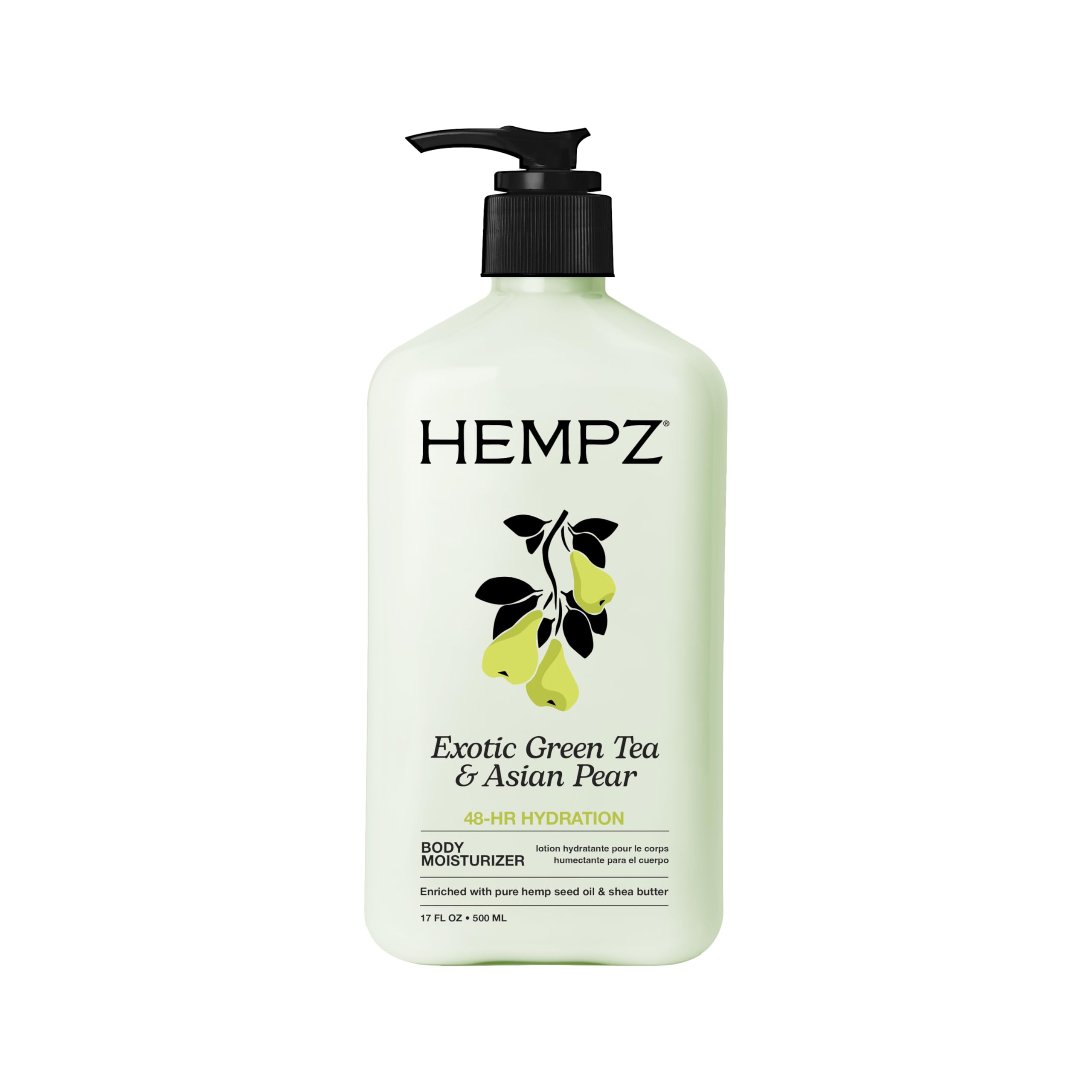 Hempz front packaging showing 17 fl oz bottle and bright label for quick identification