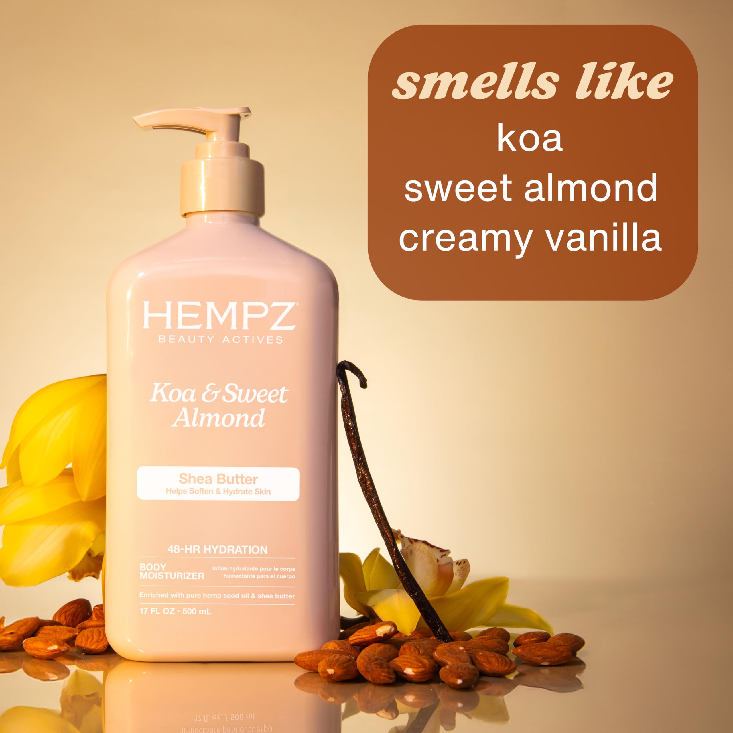 Hempz with hemp seed visual showing natural omega and vitamin benefits