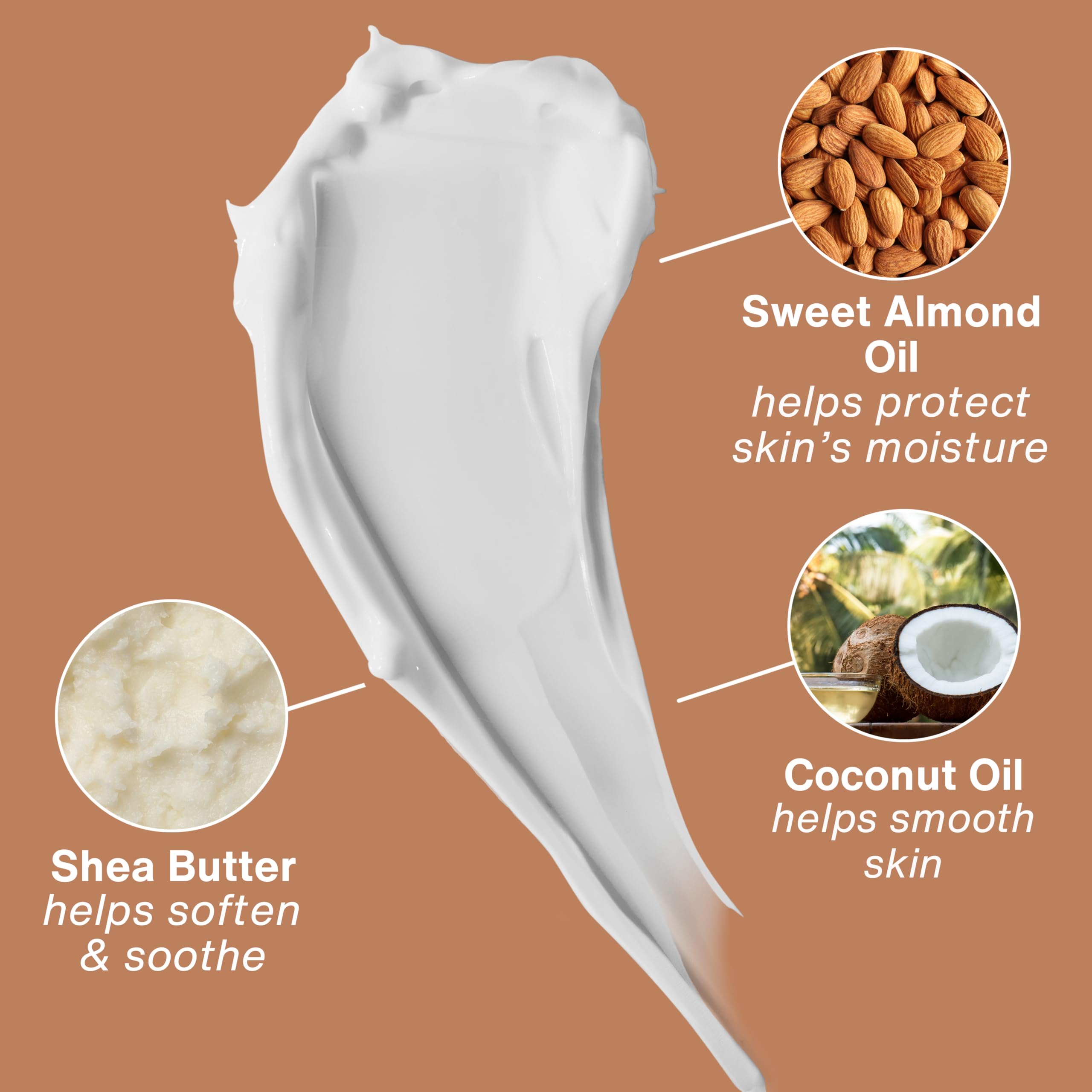 Hempz label detail showing koa almond vanilla scent and clean formula