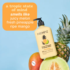 Hempz applying lotion to arm demonstrating quick absorption and hydration