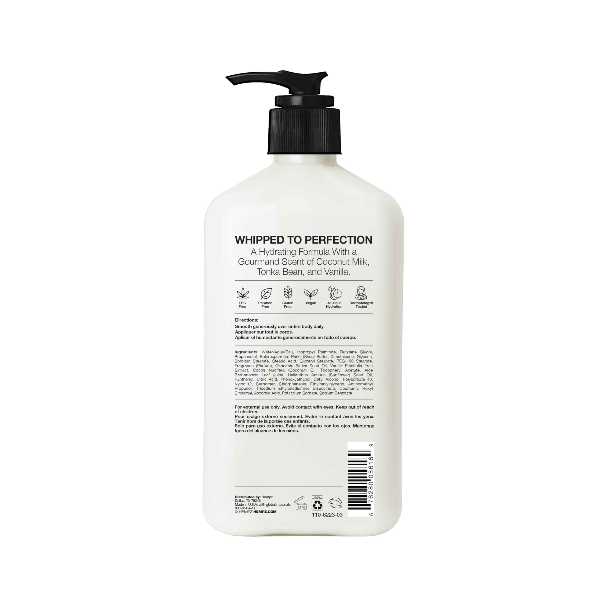 Hempz pump close-up with whipped texture for quick absorption benefit