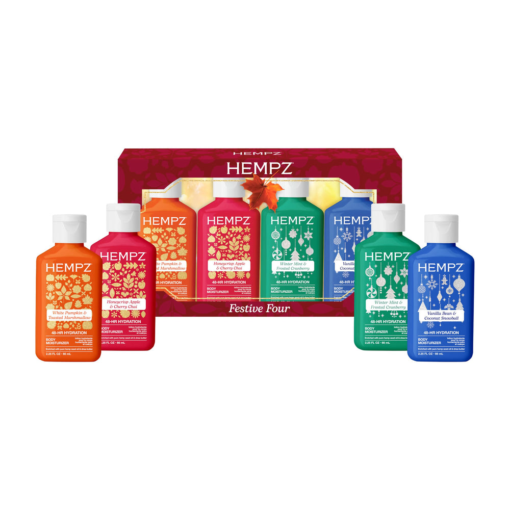 Hempz lotion being applied to hands showing moisturized skin and quick absorption