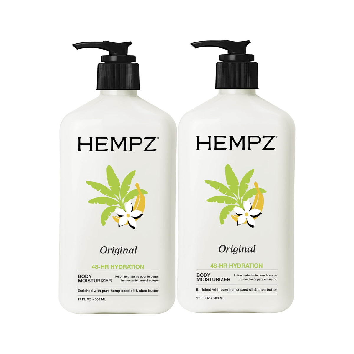 Hempz front packaging showing 17 fl oz bottle and clear branding for quick identification
