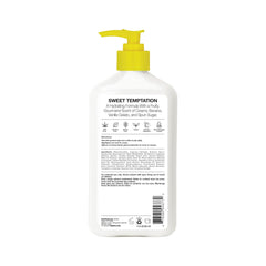 Hempz pump close-up with lotion dispensed highlighting silky, fast-absorbing texture