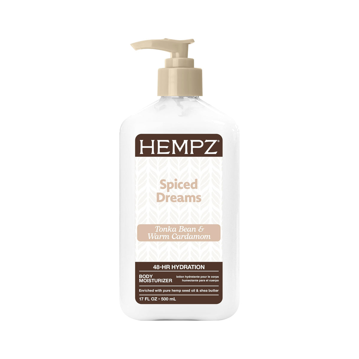 Hempz front bottle showing label and warm spice scent benefits