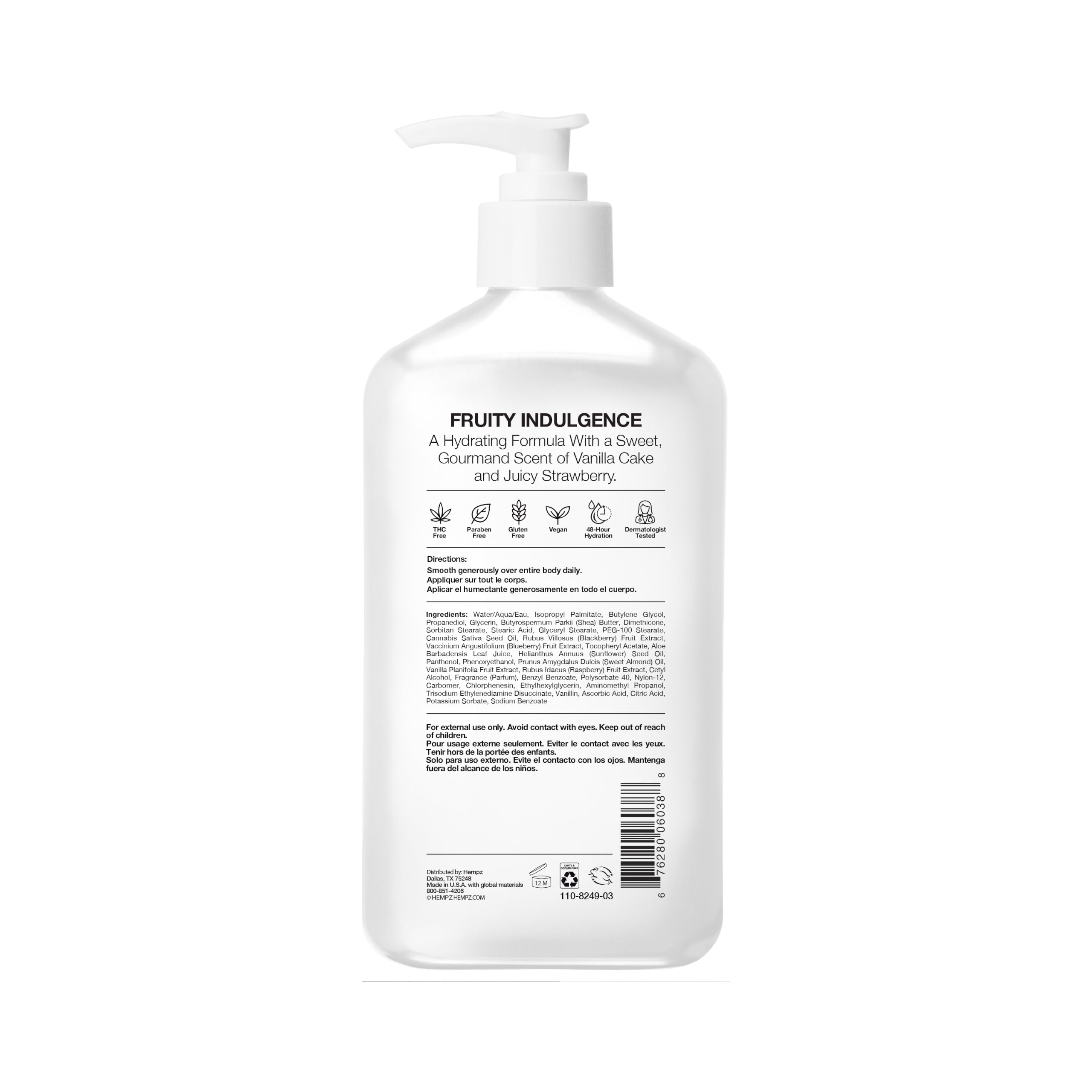 Hempz pump dispensing creamy lotion texture that hydrates and absorbs quickly