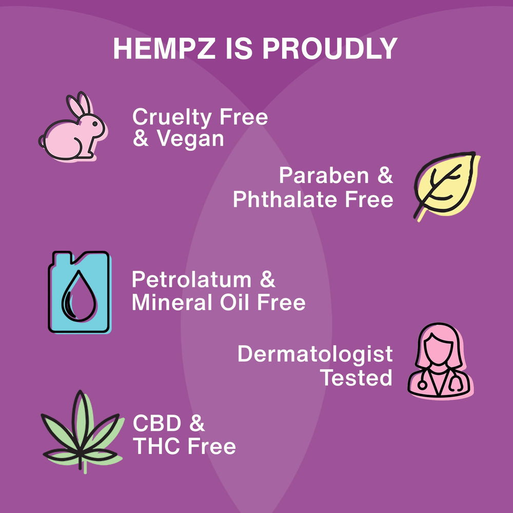 Hempz bottle staged on bathroom shelf suggesting a daily self-care routine