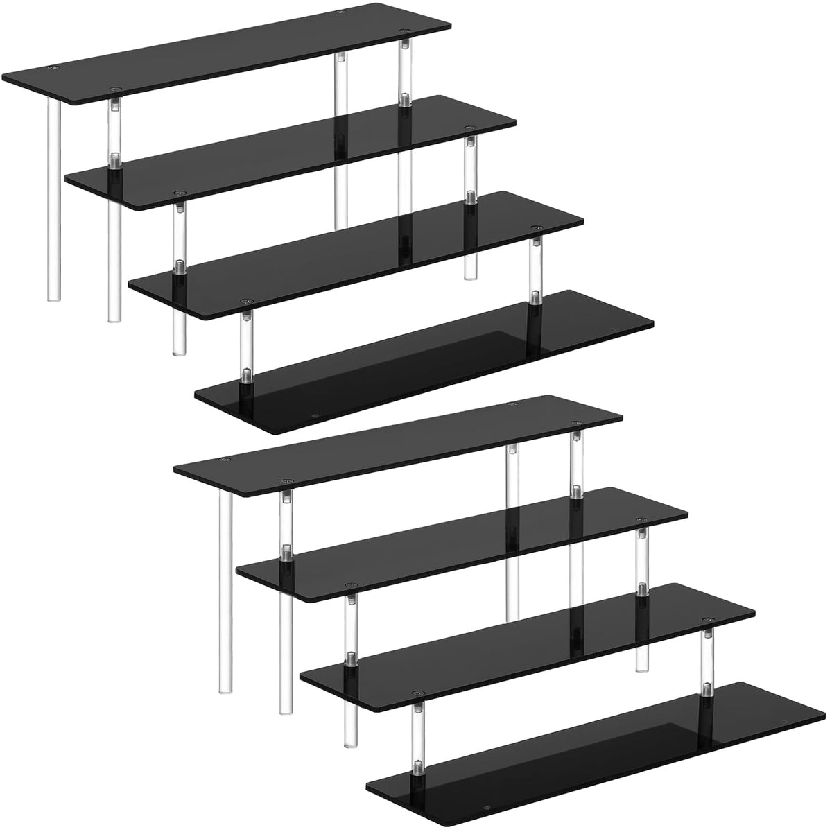 HENABLE front view 4-tier riser showing tidy organized display and space saving