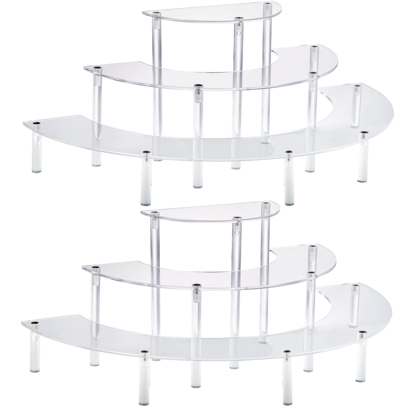 HENABLE front view of 3-tier acrylic stand highlighting clear display and organized presentation