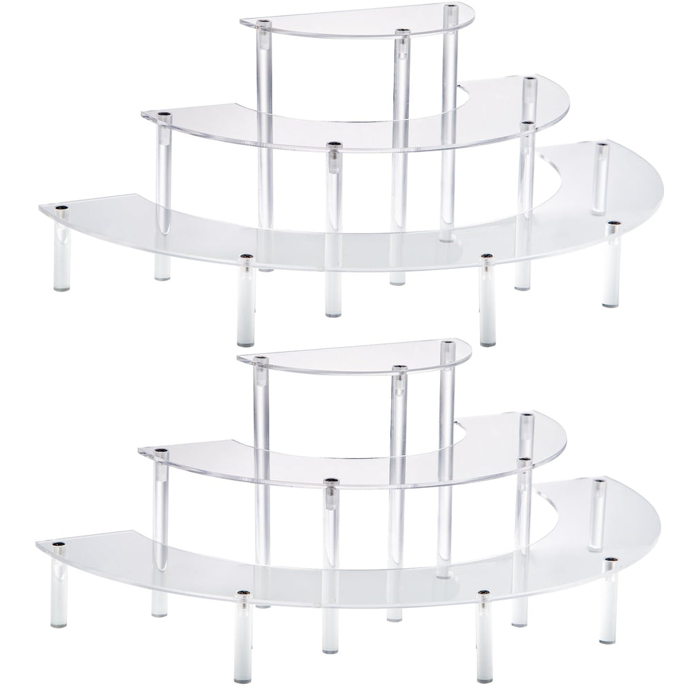 HENABLE front view of 3-tier acrylic stand highlighting clear display and organized presentation