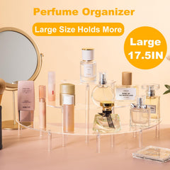 HENABLE display with perfumes arranged on tiers illustrating neat organization benefit