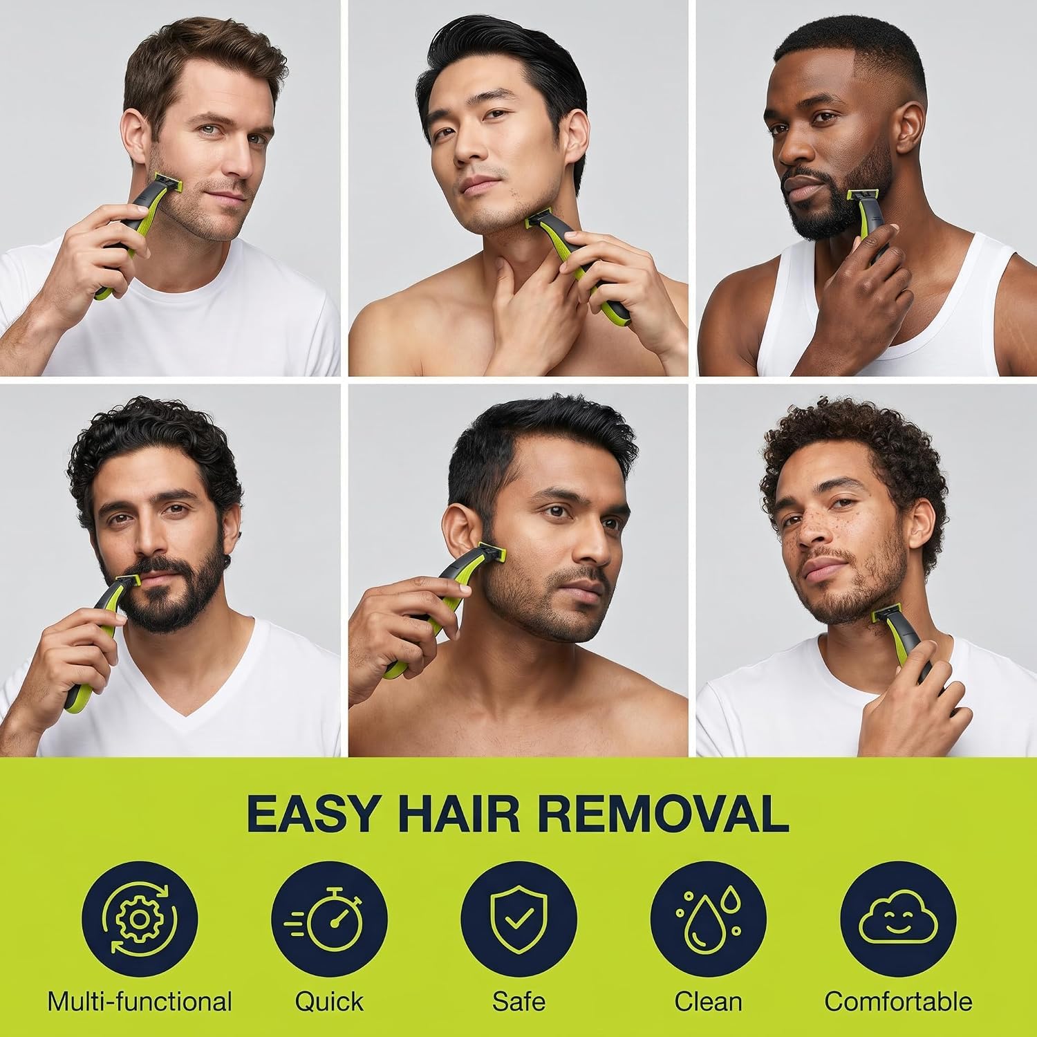 HENEARY open package with three blades visible, offering backup blades for uninterrupted grooming