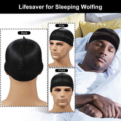 Heniho elastic wave cap displayed stretched to show comfortable fit and compression