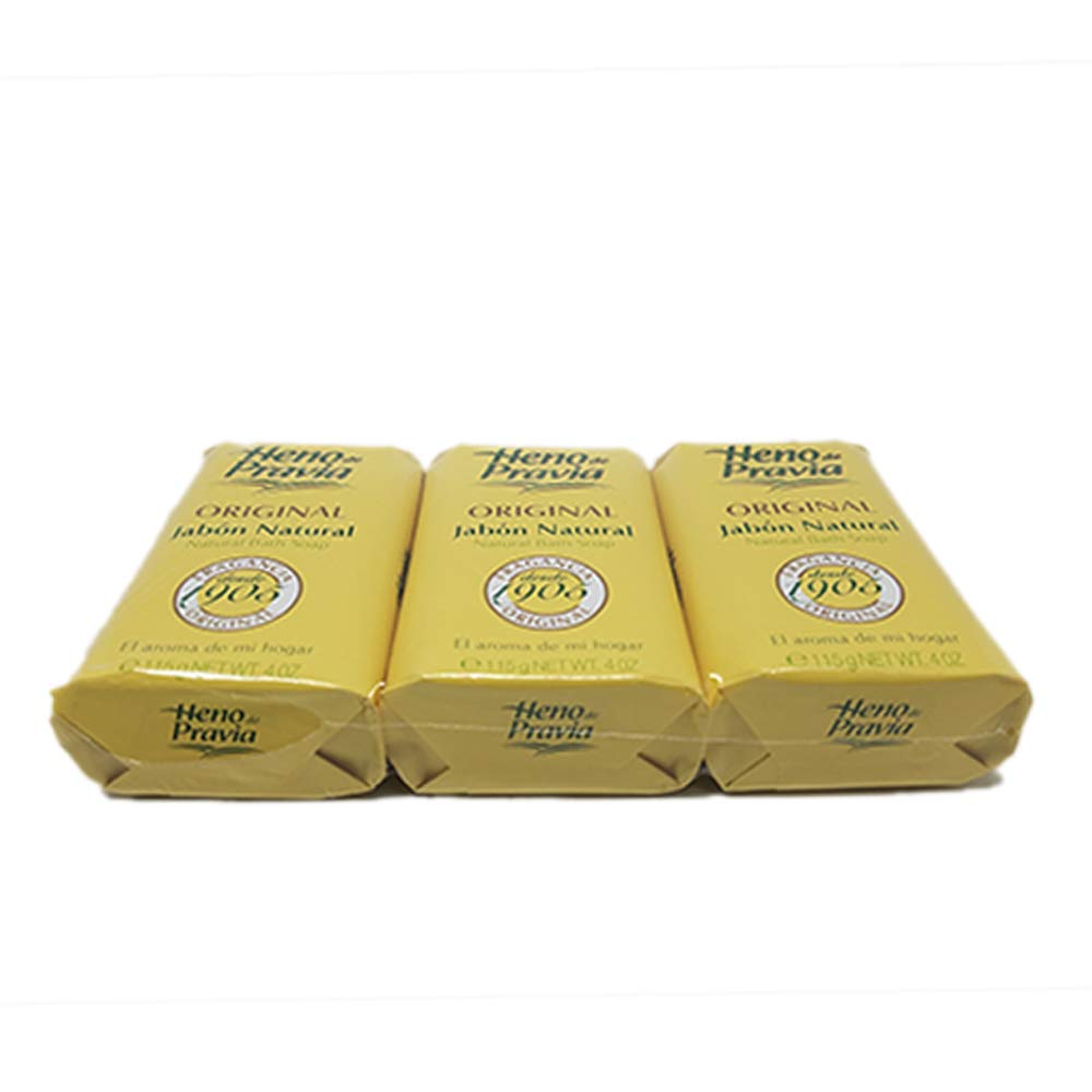Heno de Pravia soap held in hand to show scale and generous 4.1 oz size for longer use