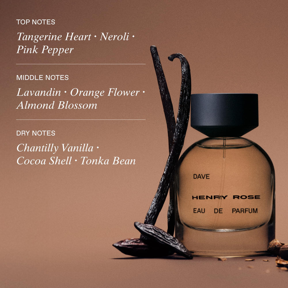 Henry Rose Dave scent vial close-up highlighting unique fresh notes and modern appeal