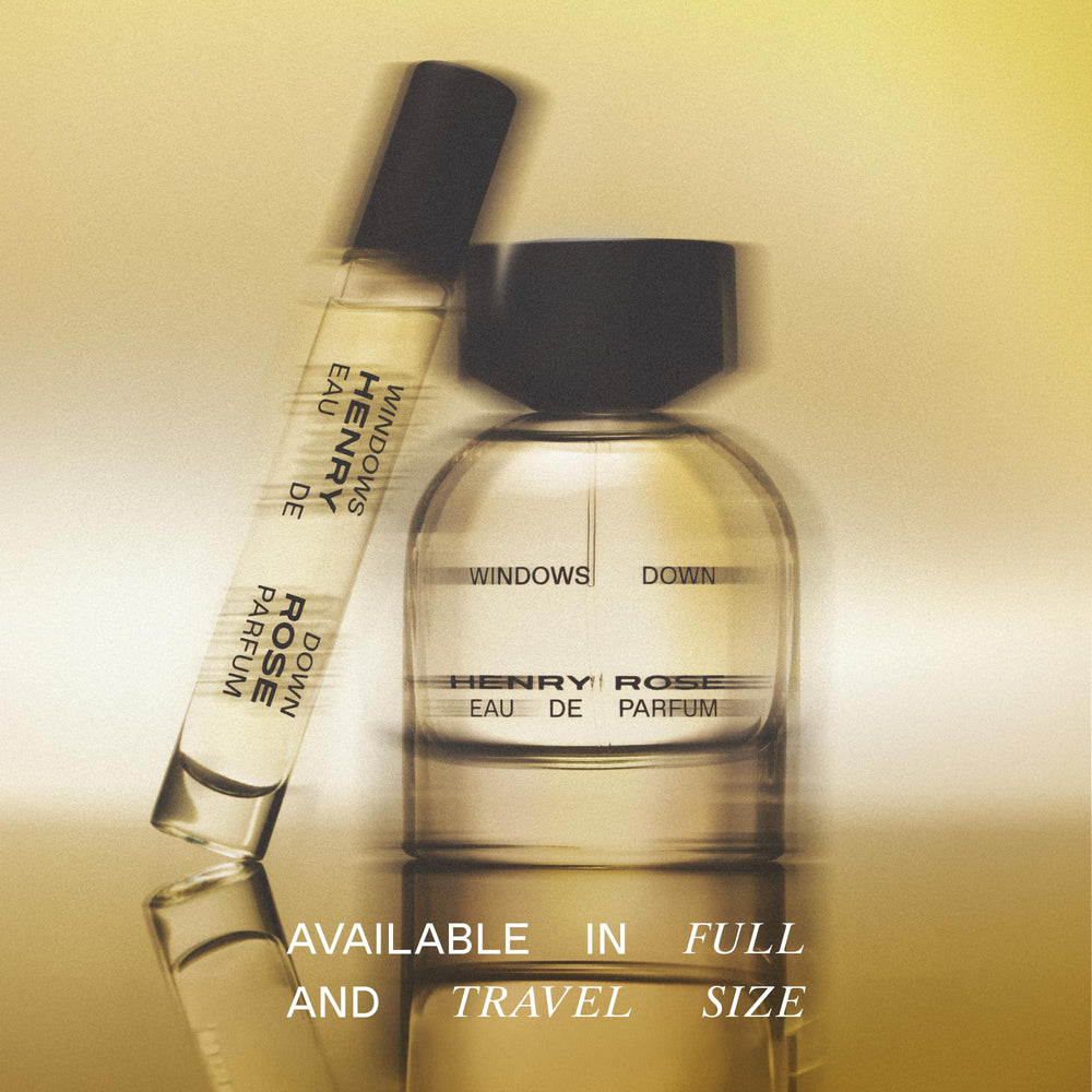 Henry Rose mist droplets on skin showing Window's Down fine texture and delicate scent benefit