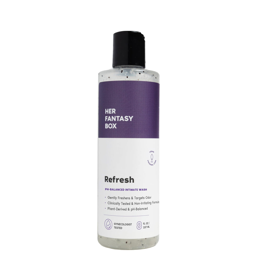 Her Fantasy Box front packaging showing gentle intimate cleanser benefit