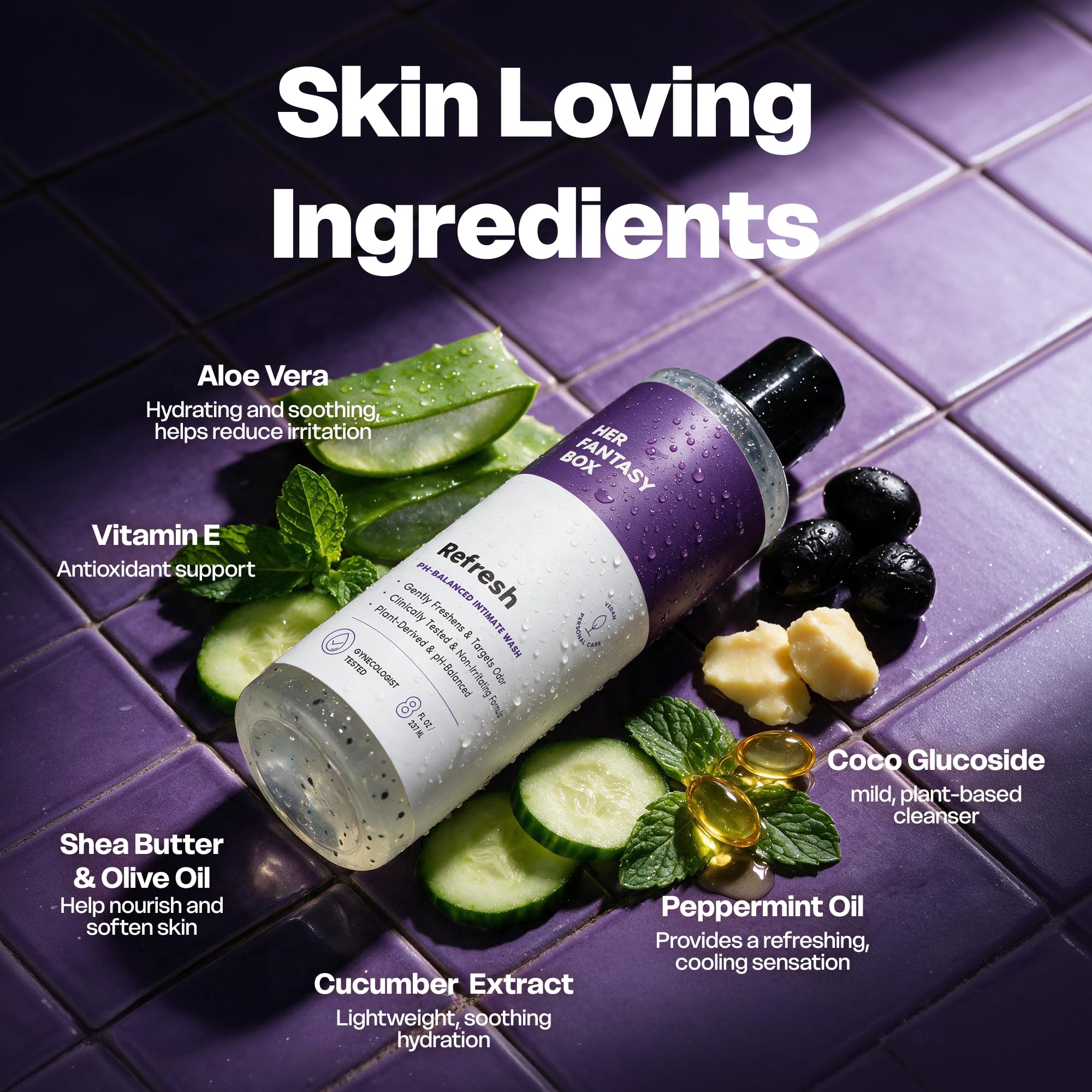 Her Fantasy Box texture lather close-up showing mild cleansing benefit