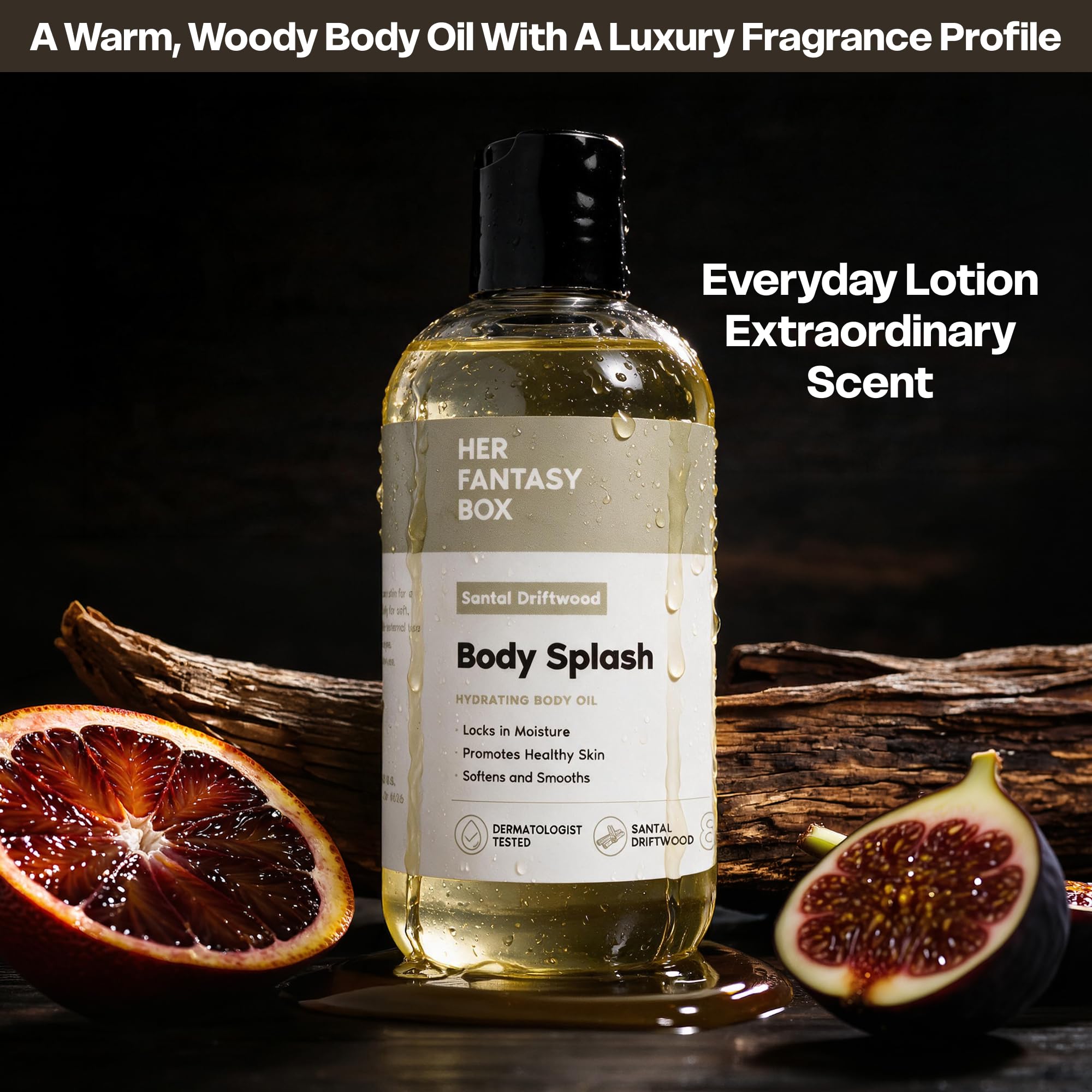 Her Fantasy Box bottle texture detail highlighting silky finish and premium feel
