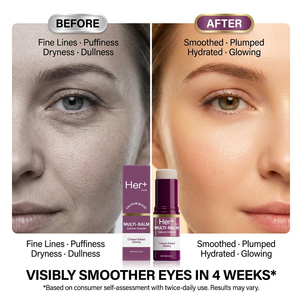 Her+ Axis applying balm to eye area for targeted hydration benefit