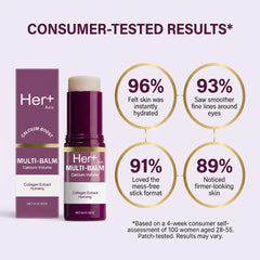 Her+ Axis applying balm along neck to visibly smooth and hydrate