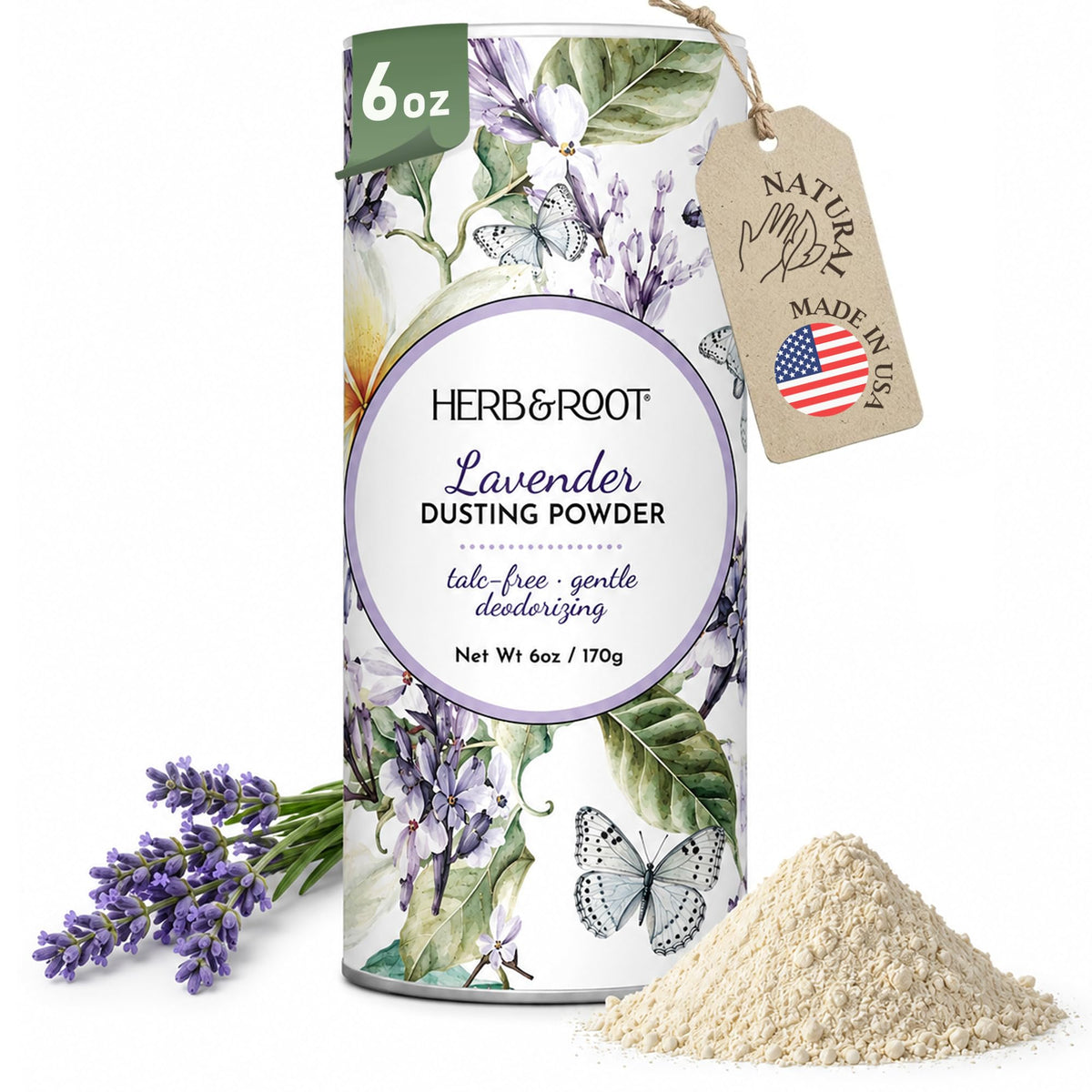 Herb & Root front canister Rose scent shows packaging and generous size benefit
