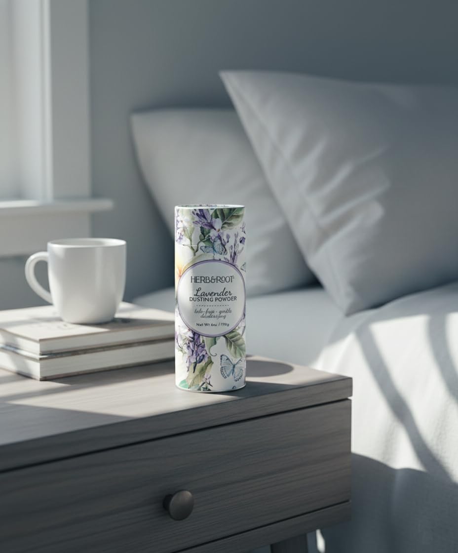 Herb & Root interior powder pile closeup reveals fine milled texture for smooth glide