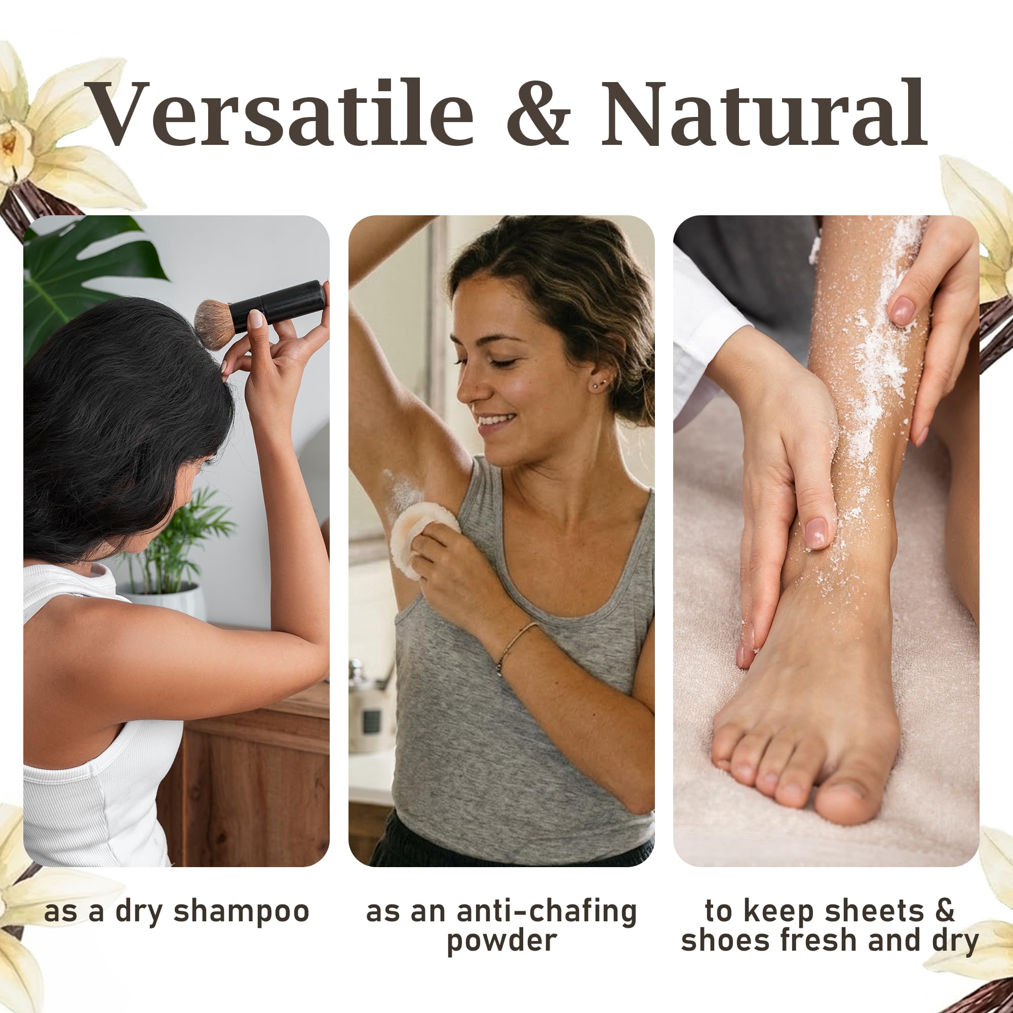 hand applying Herb & Root powder to skin demonstrating easy application and dryness