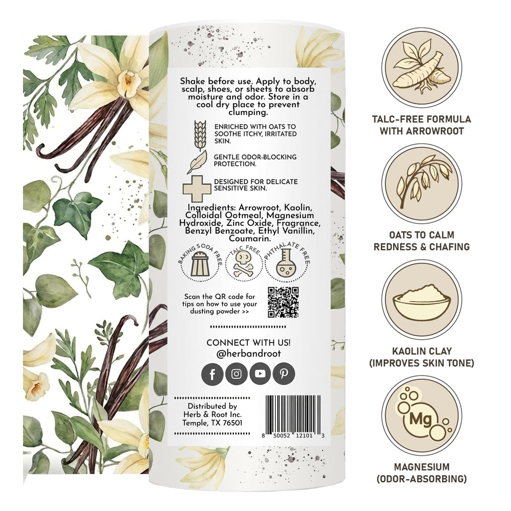 rose-scent canister of Herb & Root highlighting fragrance and gentle comfort