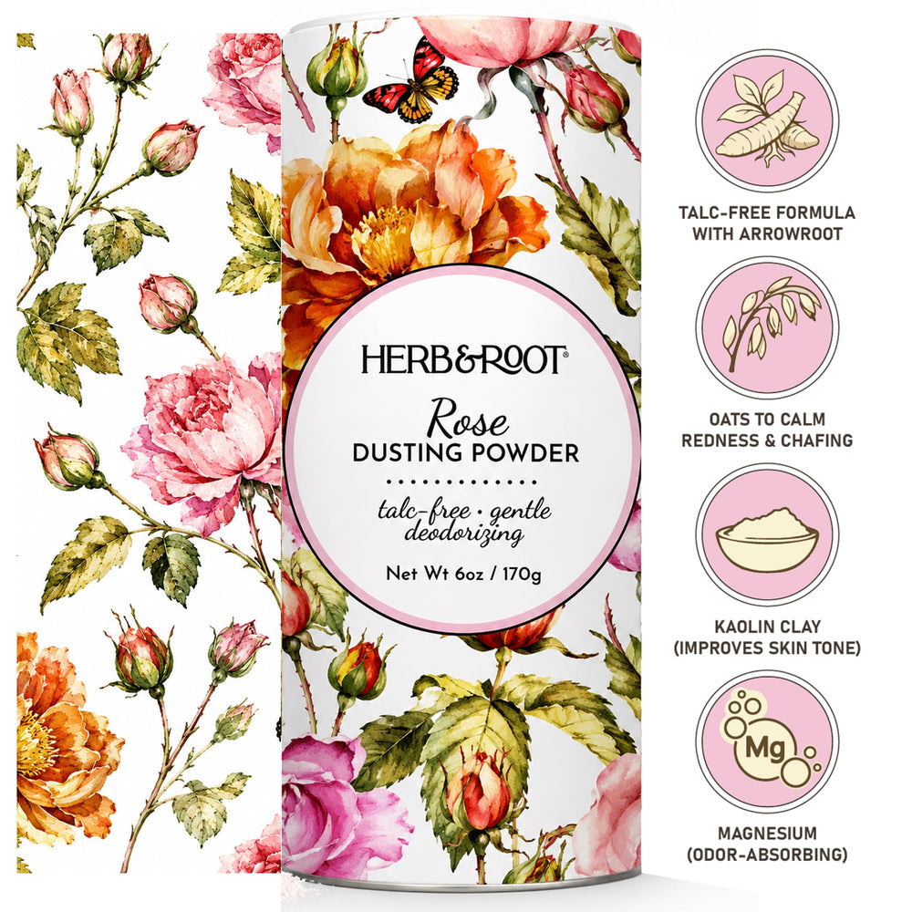 Herb & Root sandalwood powder close-up texture revealing silky, absorbent finish