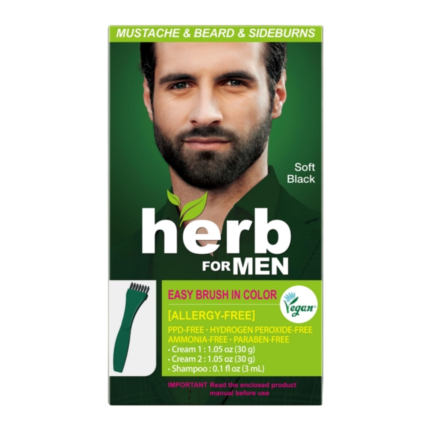 Herb Speedy front packaging showing Soft Black kit benefits