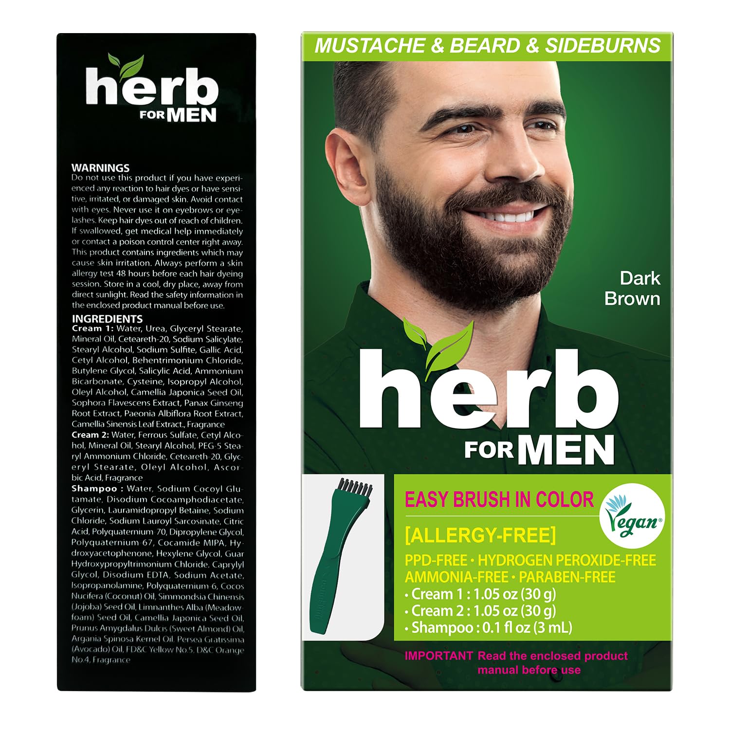 Herb Speedy lifestyle shot of man applying dye, quick at-home grooming benefit