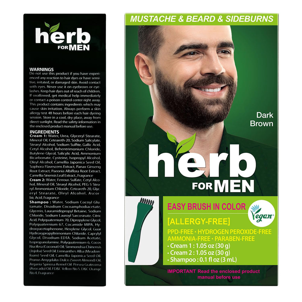 Herb Speedy lifestyle shot of man applying dye, quick at-home grooming benefit