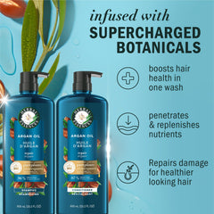 Herbal Essences argan oil close-up highlighting real botanicals for smooth hair