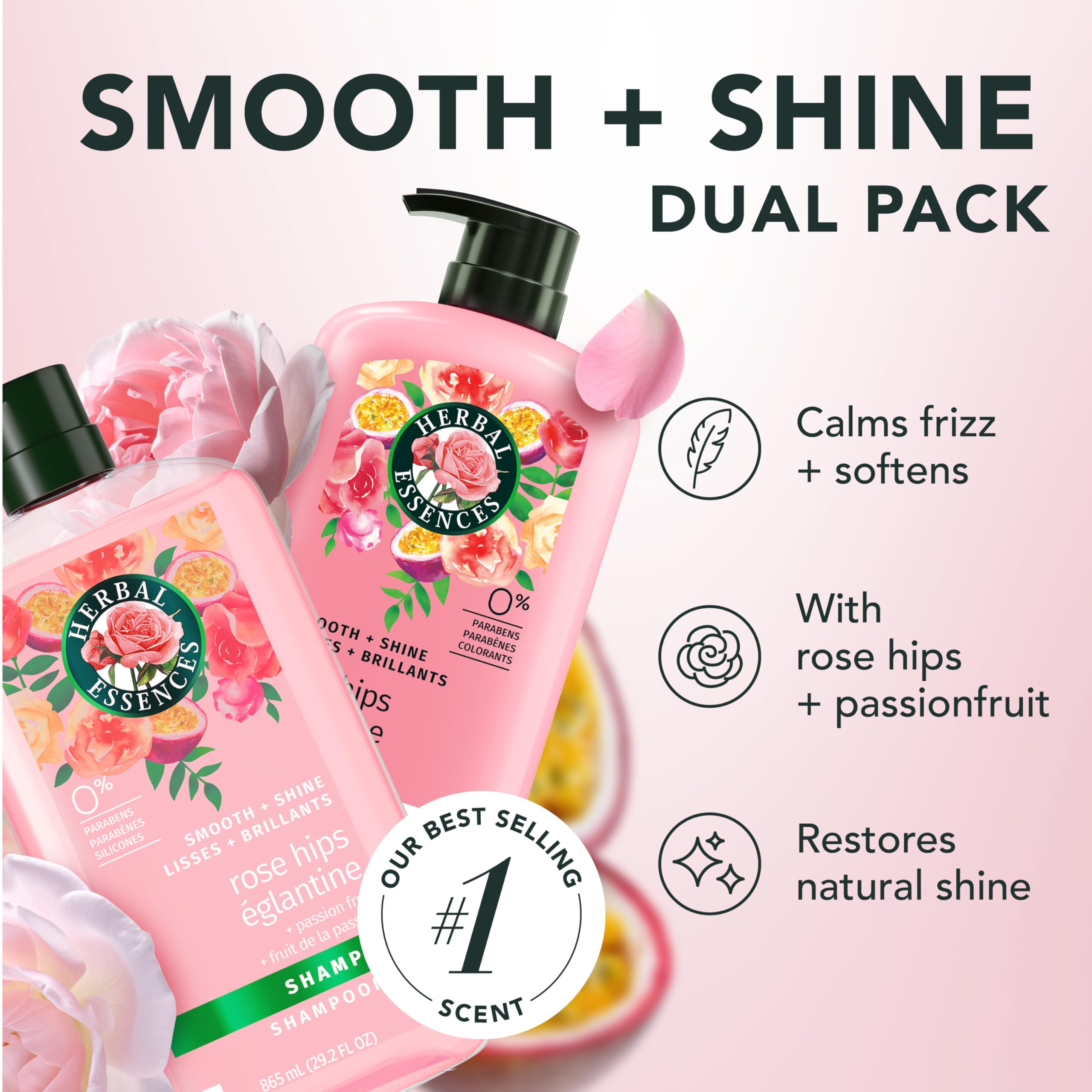 Herbal Essences label close-up highlighting ingredients and clarity