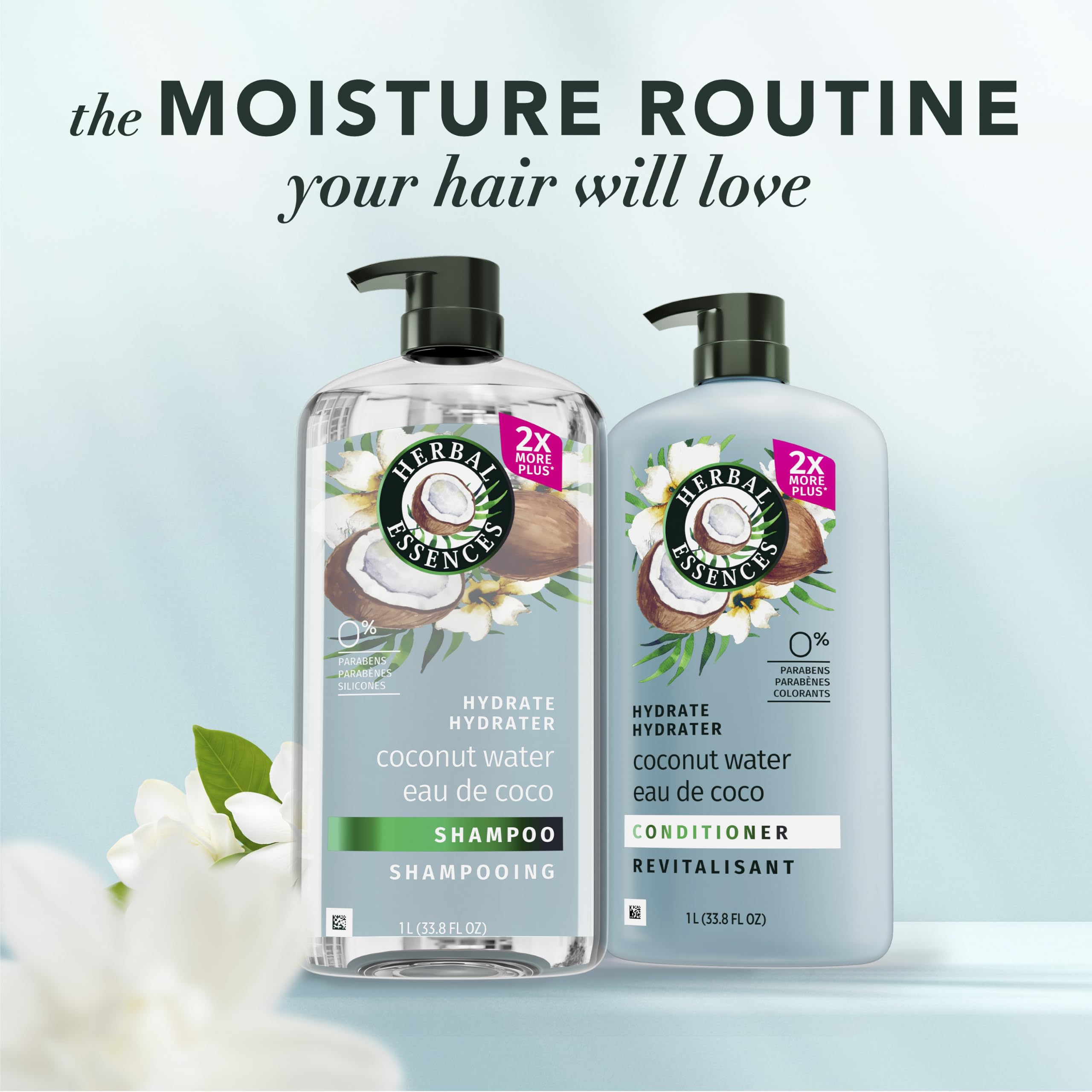 Herbal Essences conditioner applied to hair ends showing smoothing benefit