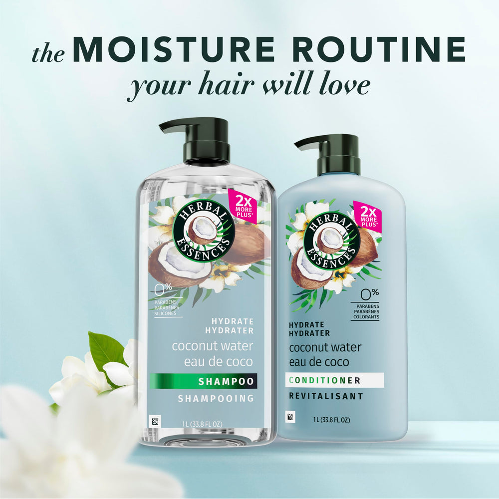 Herbal Essences conditioner applied to hair ends showing smoothing benefit