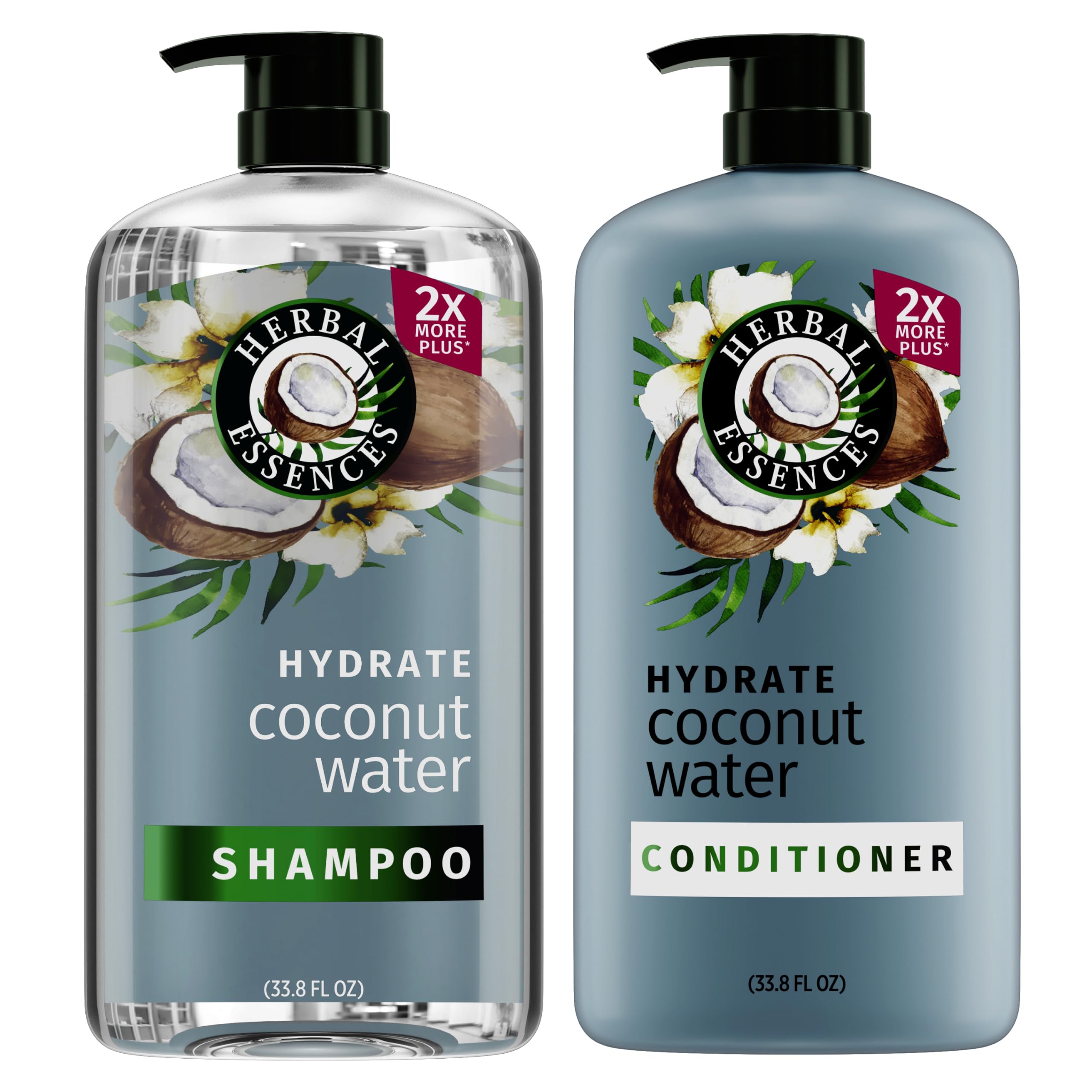 Herbal Essences front-packaging showing large hydrating shampoo and conditioner set benefit