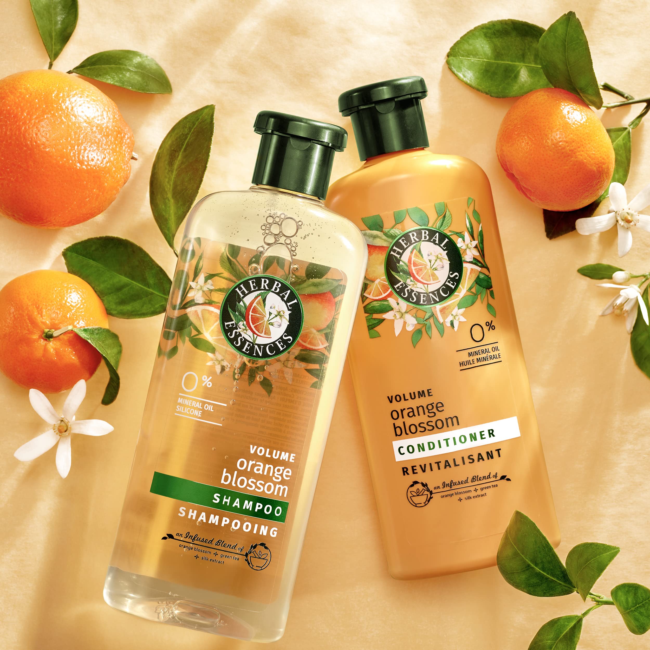 Herbal Essences shampoo and conditioner duo on shelf for complete routine